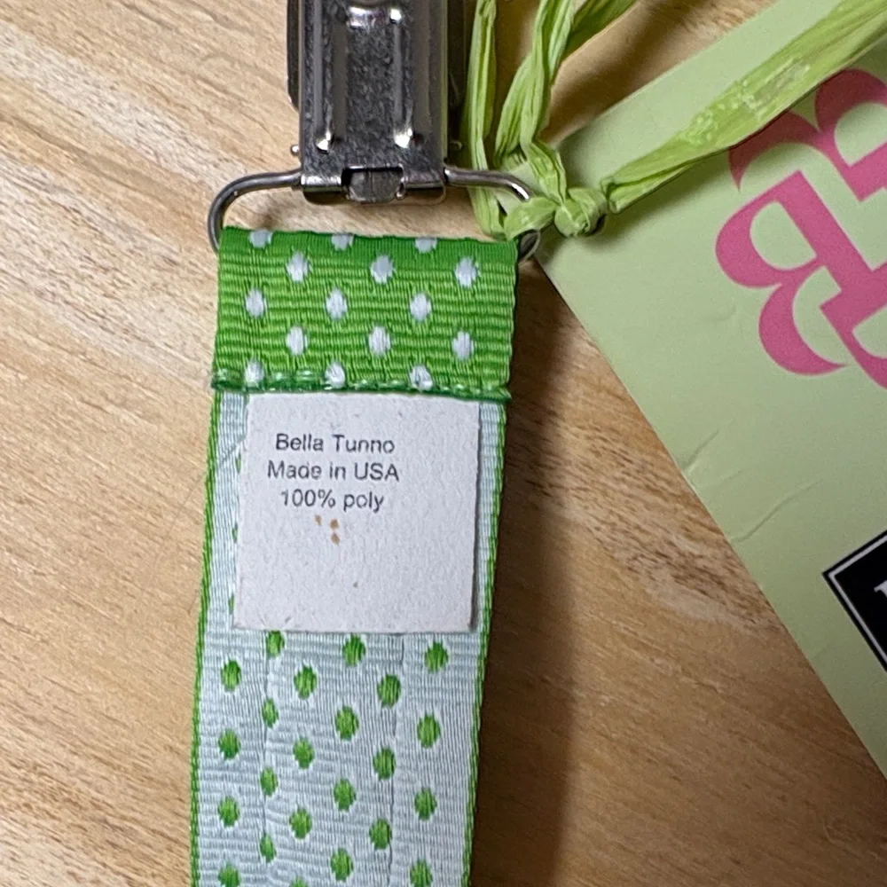 Bella Tunno Green Polka Dot Pacifier Clip